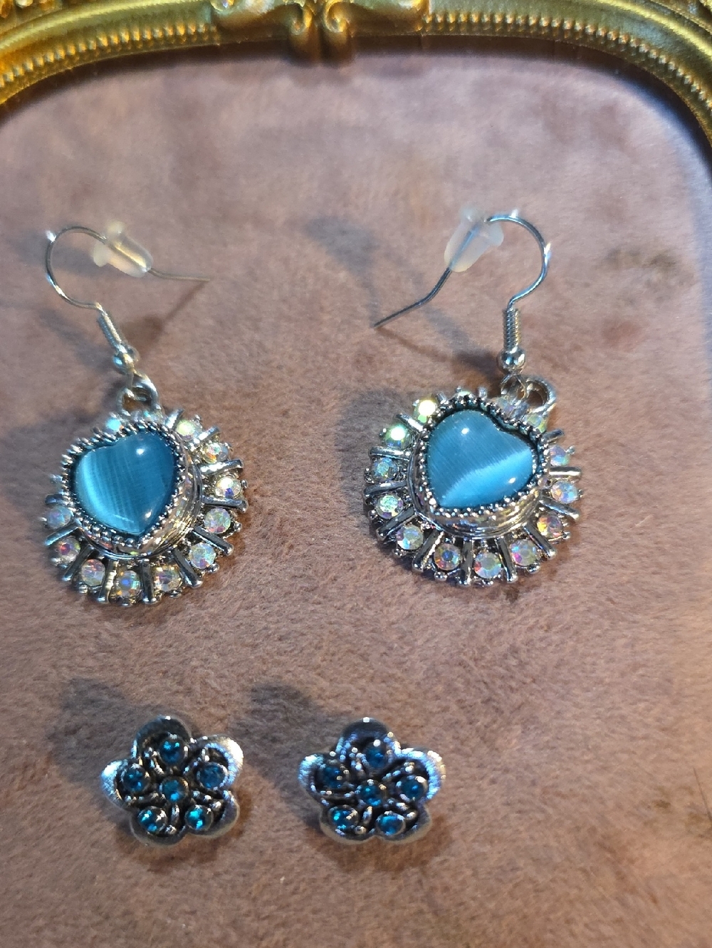 Vintage Ginger Snaps Drop Earrings with Aurora Crystal Halo & 4 Petite Snaps